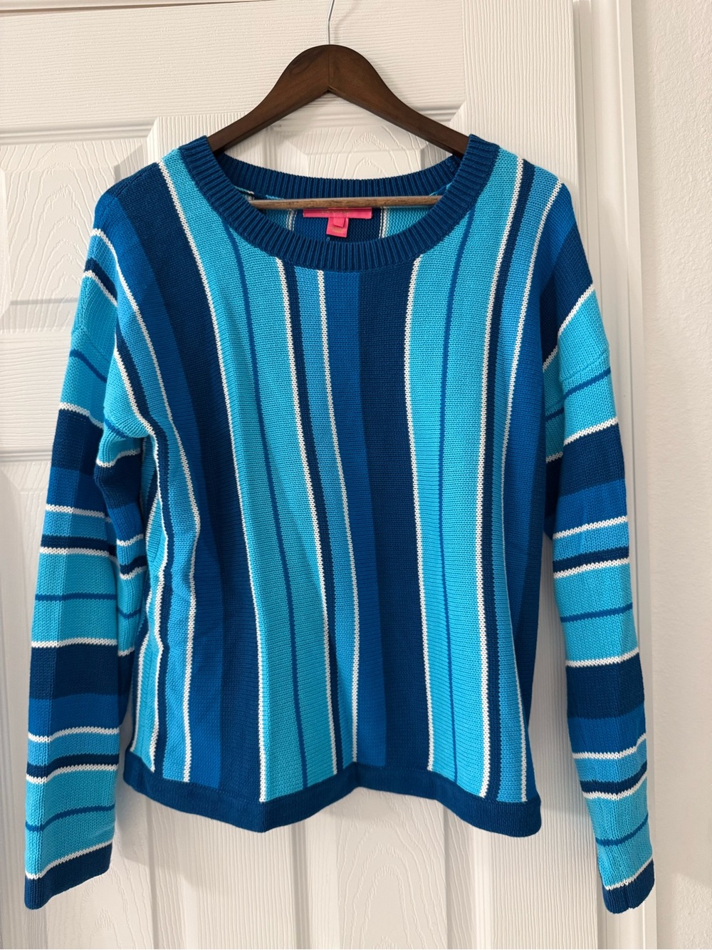 Lilly Pulitzer Blue & Aqua Striped Crewneck Sweater